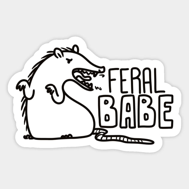 Feral Babe - black Sticker by Krumla